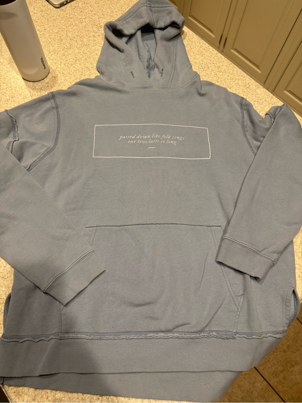 OFFICIAL Taylor Swift Folklore "Seven" Hoodie Blue Grey - Size L RARE